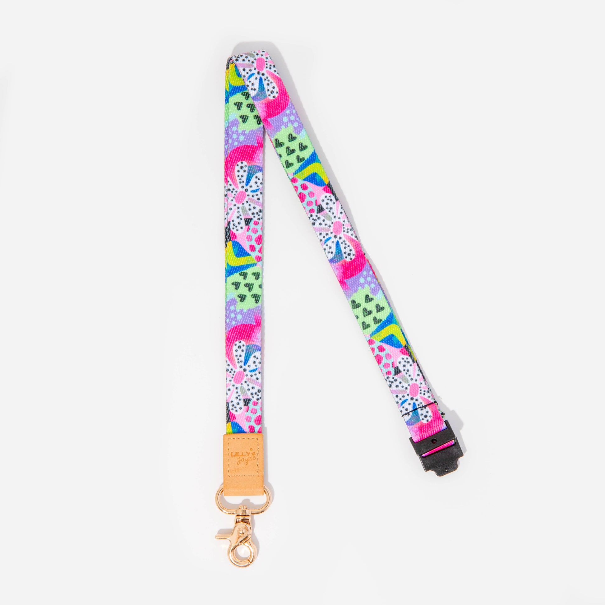 Colorful strap with geometric pattern on a white background