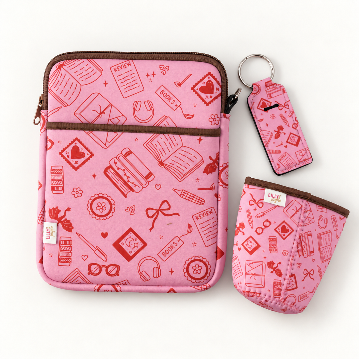 E-reader / Tablet Sleeve / Case / Book Sleeve - Pink Bookish