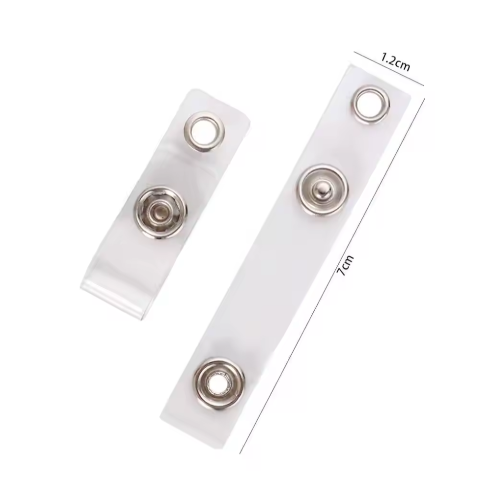 Two clear plastic strips with metal connectors on a white background