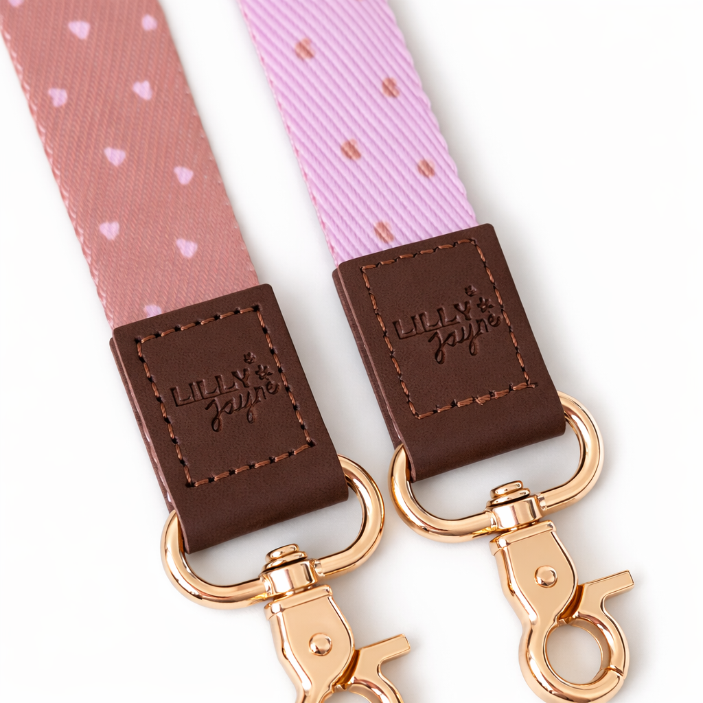 Blush Choc and Pink reversableFabric Lanyard