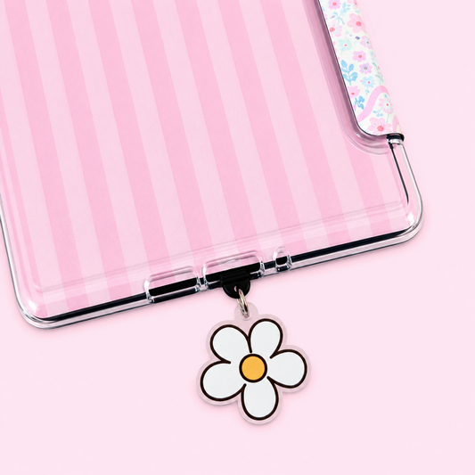 White Flower USB-C Dust Plug Charms – 3cm
