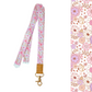 Floral patterned lanyard with a matching design on a white background