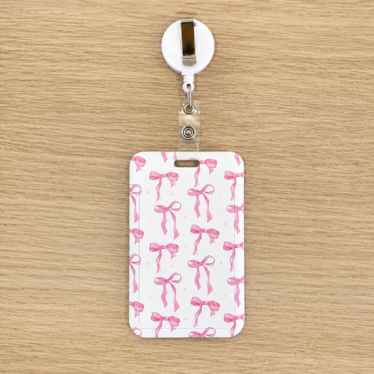 Pink Bow ID reel badge & ID Holder combo | Healthcare | Educators | Office