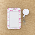 Load image into Gallery viewer, Pink Bow ID reel badge & ID Holder combo | Healthcare | Educators | Office
