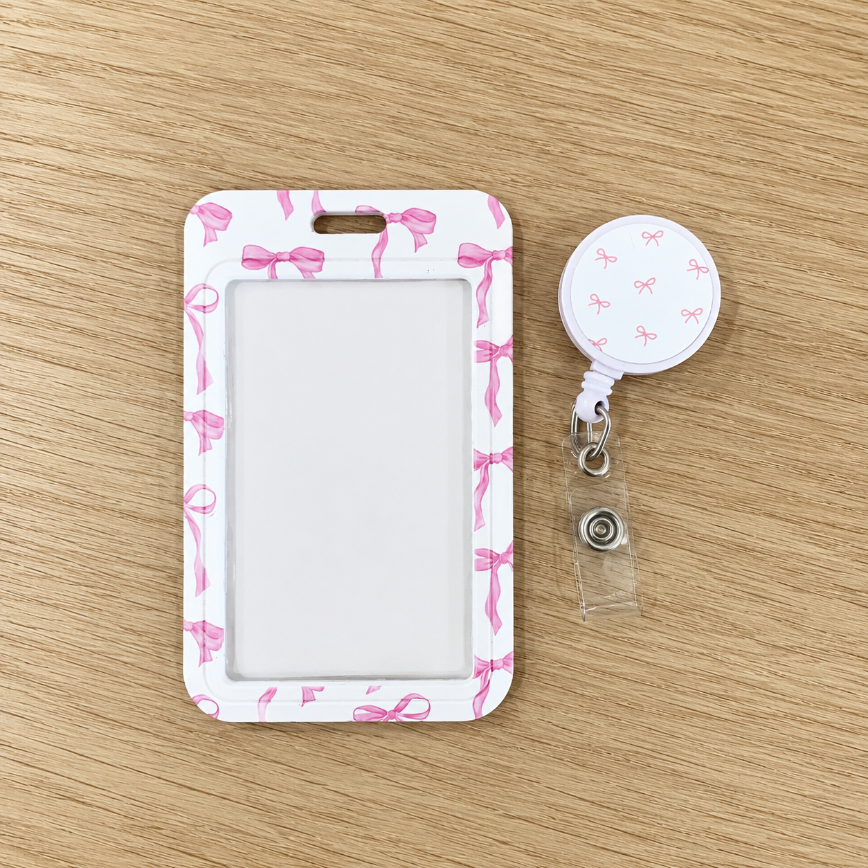 Pink Bow ID reel badge & ID Holder combo | Healthcare | Educators | Office