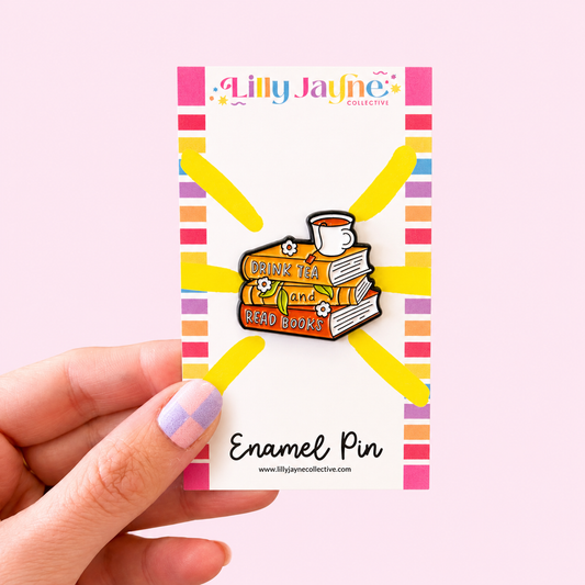 Drink Tea and Read Books Enamel Pin