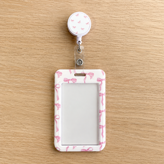 Pink Bow ID reel badge & ID Holder combo | Healthcare | Educators | Office
