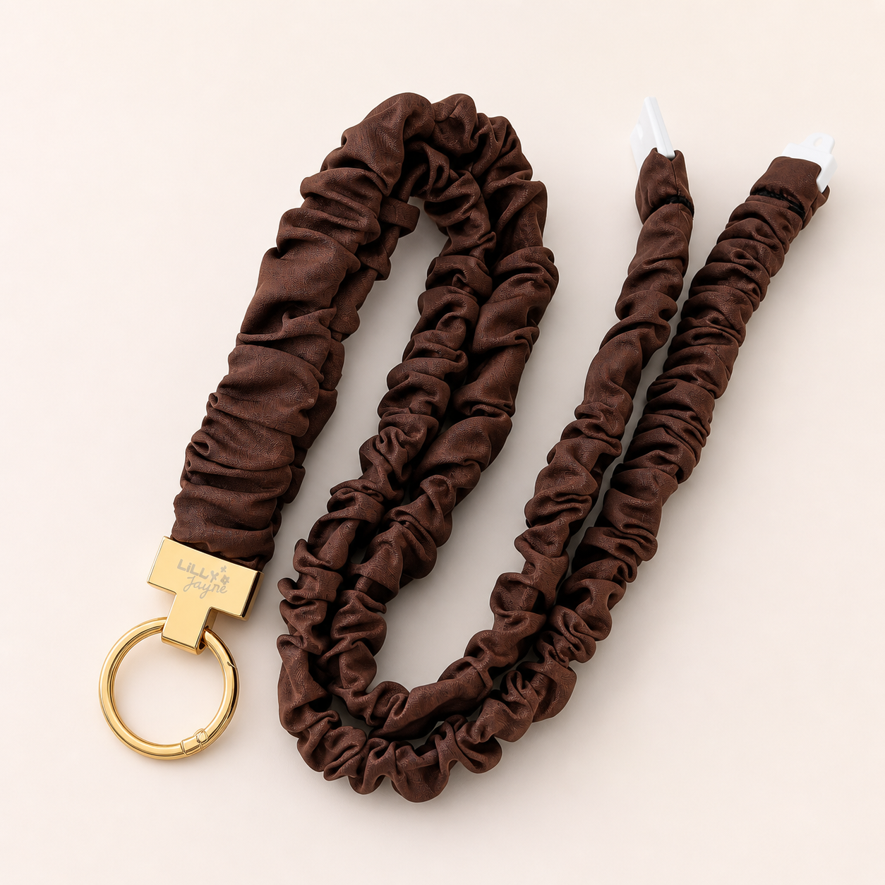 (Cosmetically Imperfect) Dark Chocolate - Scrunchie Lanyard – Stretchy, Safe & Cute (49cm + Stretch)